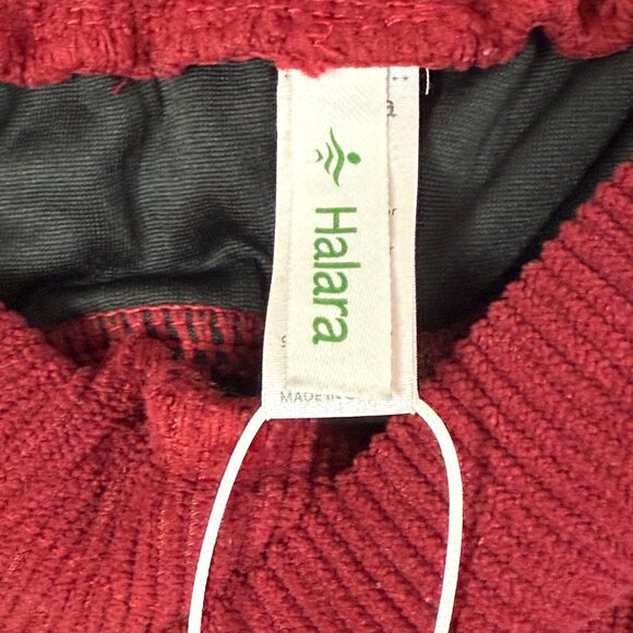 Halara Corduroy Wide Leg Elastic Waist Pull On Pants Womens S Red Burgundy NEW - Picture 2 of 8